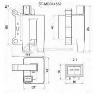 Катушка зажигания MITSUBISHI L200 96-07/PAJERO/MONTERO SPORT V23/25/63/65/43/45 6G72/74 SAT 1422814164 STMD314582 Q2T CV