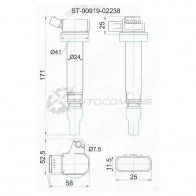 Катушка зажигания Toyota 2ZZ-GE 01- ZZE12/ZZE13 SAT ST9091902238 1422824856 OOE GKCP