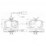 Тормозные колодки задние SKODA OCTAVIA 12-/ VW TRANSPORTER 90-03 (с датчиком) SAT ST280073 1440987339 KXVP J1