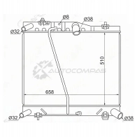 Радиатор Toyota HIACE/REGIUS ACE 1KD/2KD-FTV 04- (основной) SAT 1422823954 L TUVZ TY0010KDH200M