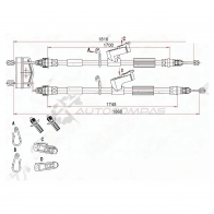 Трос ручника FORD FOCUS 05-11 (дисковые тормоза) SAT 9Y G9UZA 1440990748 ST520058