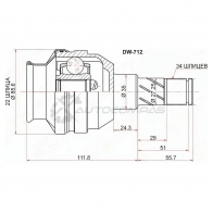 Шрус внутренний DAEWOO NEXIA 95-/CHEVROLET LANOS 97-02/NUBIRA SAT 1422876258 DW712 X BT4YWP