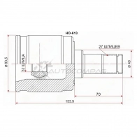 Шрус внутренний HONDA ACCORD AT 02-/ODYSSEY RA1/2/3/4 AT 94-99 справа/CR-V RD1 MT SAT 1422804533 1J9 8X HO613