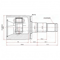 ШРУС внутренний слева MITSUBISHI PAJERO/MONTERO V64/68/73/74/75/77/78 SAT MI716 1422814294 6S K05