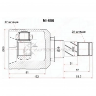 Шрус внутренний слева NISSAN MAXIMA/CEFIRO A32/33 SAT 1440532301 2FV 0HO NI656