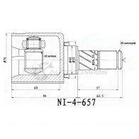 Шрус внутренний слева NISSAN TIIDA C11/ALMERA B10RS SAT 1436726059 NI657 QDAT Z