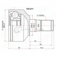 Шрус внутренний слева VOLVO XC60 09-/XC90 03-14/XC70 II 07-16 SAT VH DCF VO211 1440991376