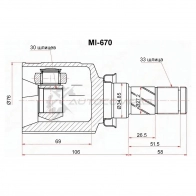 Шрус внутренний MITSUBISHI LANCER X 07- MT SAT Y4XQ W7 1440530659 MI670