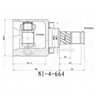 Шрус внутренний NISSAN ALMERA N16 01-03 QG15 SAT NI664 6 OE6X 1436726060