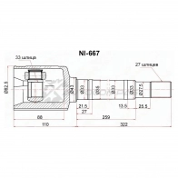 Шрус внутренний NISSAN QASHQAI J10 справа SAT LG3D 8 1440532296 NI667