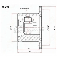 Шрус внутренний справа MITSUBISHI PAJERO/MONTERO V68/78 SAT MI671 1440530657 BNQ HK8D