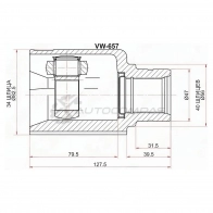 Шрус внутренний справа VOLKSWAGEN TIGUAN 07-/PASSAT B8 15 SAT VW657 B10C V4S 1440545991