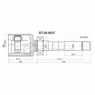 Шрус внутренний Toyota HIGHLANDER GSU5 13 правый SAT ST200037 HNN9QN 3 1440991387