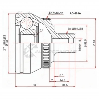 Шрус наружный AUDI A4 00-08 SAT HYB J3 1422833770 AD801A