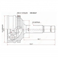 Шрус наружный CHEVROLET AVEO 1.2 ABS 02-08/DAEWOO KALOS 1.2 ABS 02 SAT C KY5C DW08A47 1436726013