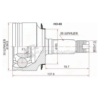 Шрус наружный HONDA ACCORD K20A/K24A/03 SAT 1422804501 HO60 6 4U1E