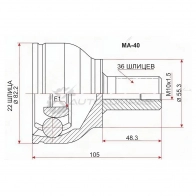 Шрус наружный MAZDA 3/AXELA 1.5/2.0 (ZY/LF) BK 03-05 SAT 1436726027 W6A8O I MA40