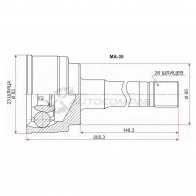 Шрус наружный MAZDA BONGO 4WD (ступица 6 шпилек) SAT 1422810545 0L4GO 2B MA35