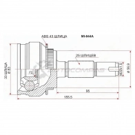 Шрус наружный MITSUBISHI AIRTREK 4G6 CU2W/CU4W/CU5W AT 01-/OUTLANDER 4G63 CU2W 03 SAT MI044A 2R0 WGX9 1436726032