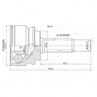 Шрус наружный MITSUBISHI COLT 4G15/4G19/Z24A/Z25/Z27/02 SAT 1436726042 MI41 P9A W2