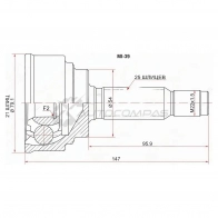 Шрус наружный MITSUBISHI LANCER 4G13/4G15/CK1/2A.CJ1/2A 95-00 SAT MI39 WHIP7 WP 1436726041