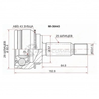 Шрус наружный MITSUBISHI LANCER CEDIA 4G13/CS1A/00-/AIRTRAKE/OUTLANDER CU2W/CU4W/CU5W 4WD/01- с ABS SAT A J2F7 MI38A43 1436726040