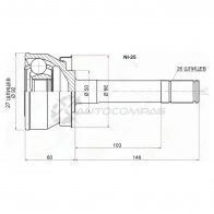 Шрус наружный NISSAN TERRANO/PATHFINDER/MISTRAL/LARGO/R20/WD21/E24/GC22/-96 SAT 1422817717 NI25 PN 8Q7W5