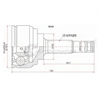 Шрус наружный NISSAN TIIDA/LATIO HR16DE C11 04-/NOTE E11 HR15DE 05 SAT NI81 L O3ZY 1422817499