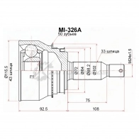 Шрус наружный задний MITSUBISHI PAJERO/MONTERO V65/75 SAT MI326A SBZX WS 1440530660