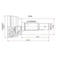 Шрус наружный Toyota CORSA/TERCEL/COROLLA II L30/41/51 4/5E/1N-T 90-99 SAT 1422829322 YR43 A6 TO36