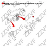 Кнопка аварийной сигнализации, аварийка ZZVF ZVKK110 1424559215 X0NO F - Изображение 3