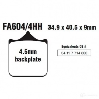 Тормозные колодки, комплект EBC fa6044hh M61 E5 1437392164