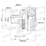 ШРУС внешний 38/30 ABS 45 | перед | INKO 301012A 89F QE 1439933957