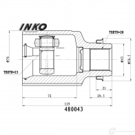 ШРУС внутренний 28/23 | перед прав | INKO 480043 1439932665 Y ZKTX