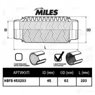 Гофра глушителя MILES 1420602440 HBFB45X203 P NENM - Изображение 2