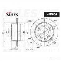 Тормозной диск MILES Kia Sorento (JC, BL) 1 2002 – 2009 K011806 P9PL TB