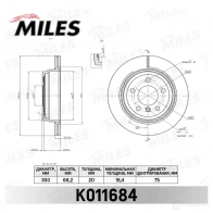 Тормозной диск MILES K011684 Bmw 4 (F36) 1 Гранд Купе 2.0 430 i 252 л.с. 2016 – наст. время XFFBA 0M