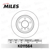Тормозной диск MILES YUGN Q K011564 Bmw 2 (F22) 1 Купе 2.0 220 d 184 л.с. 2012 – 2014