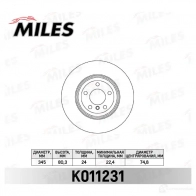 Тормозной диск MILES 1420601406 K011231 YTT U6B