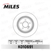 Тормозной диск MILES Mercedes CLS (X218) 2 Универсал 3.0 CLS 400 (2165) 333 л.с. 2014 – наст. время K010691 V0W9 H
