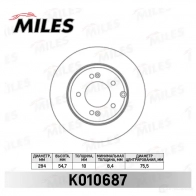 Тормозной диск MILES K010687 Hyundai Grandeur (TG) 4 Седан 2.4 164 л.с. 2006 – 2008 JS58YZ I