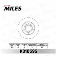 Тормозной диск MILES Audi A4 (B6) 2 Седан 1.8 T 190 л.с. 2002 – 2004 IU862 9B K010595