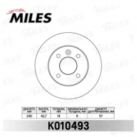 Тормозной диск MILES Opel Astra (G) 2 Кабриолет 1.6 (F67) 103 л.с. 2003 – 2005 K010493 QR1 H95J