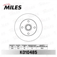 Тормозной диск MILES 8C3 UB6 K010485 1420600818