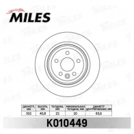 Тормозной диск MILES THIL O K010449 Volvo V60 1 (155) Универсал 2.4 D5 215 л.с. 2011 – 2015