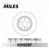 Тормозной диск MILES K010397 Audi A6 Allroad (C7) 4 Универсал 3.0 Tdi Quattro 272 л.с. 2014 – 2018 H 1IBJY