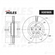 Тормозной диск MILES K001805 1439937228 J0 PBY - Изображение 2