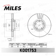 Тормозной диск MILES 4 OBV18 1436968394 K001753