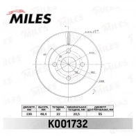 Тормозной диск MILES DL6EUC X K001732 1436968386