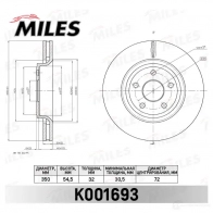 Тормозной диск MILES K001693 1MDN G 1420604671